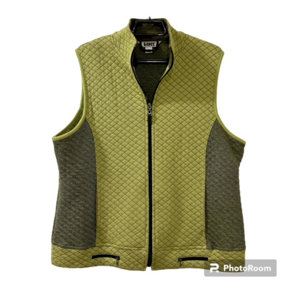 Blast Womens Green Mock Neck Full Zip Vest Jacket With Pockets Size XL